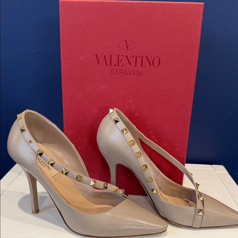 Valentino Garavani Taupe Studded Heels